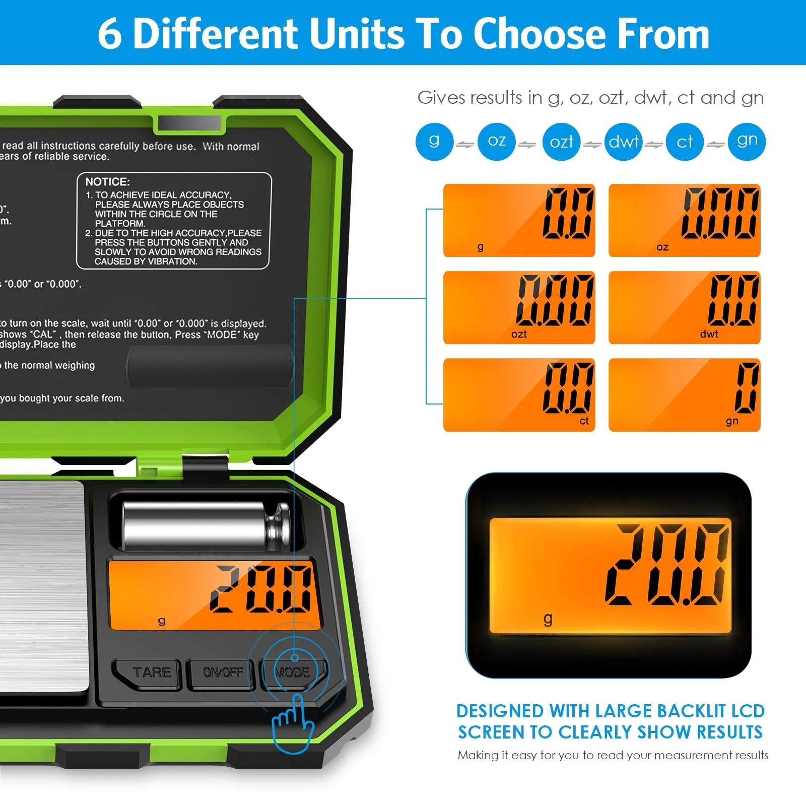 0.1g - 1KG Digital Scales With 50g Calibration Weight