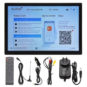 15.4 Portable Car Tv with Digital Dvb T2 and Atsc