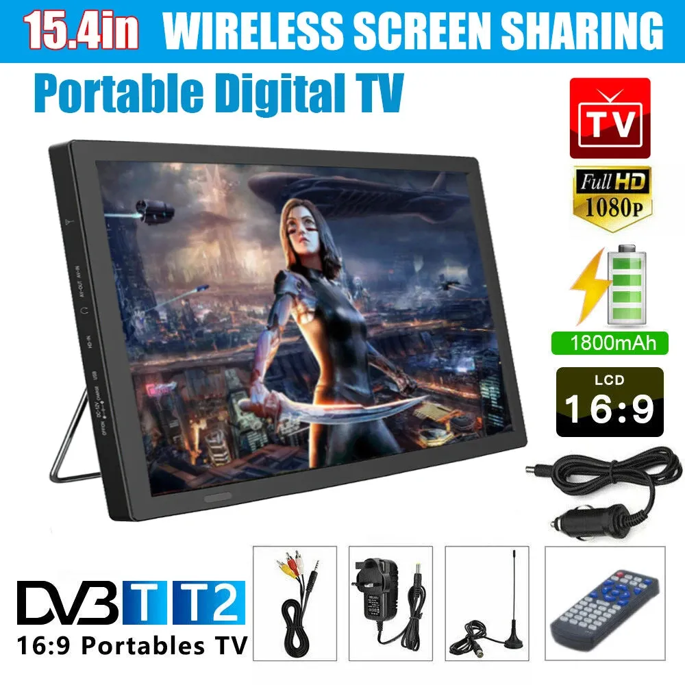 15.4 Portable Car Tv with Digital Dvb T2 and Atsc