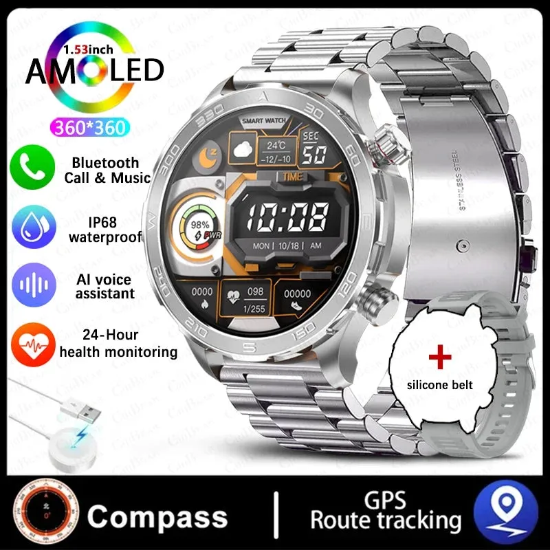 2024 New For Huawei Xiaomi GPS Sports Smartwatch Men NFC Compass Fitness Tracker IP68 Waterproof Bluetooth Call Smartwatch Man