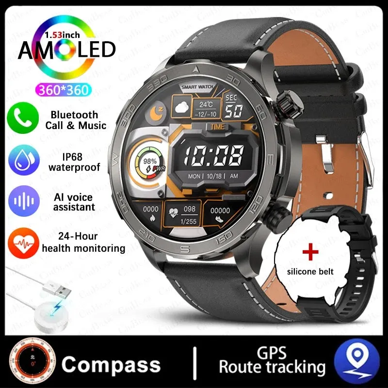 2024 New For Huawei Xiaomi GPS Sports Smartwatch Men NFC Compass Fitness Tracker IP68 Waterproof Bluetooth Call Smartwatch Man