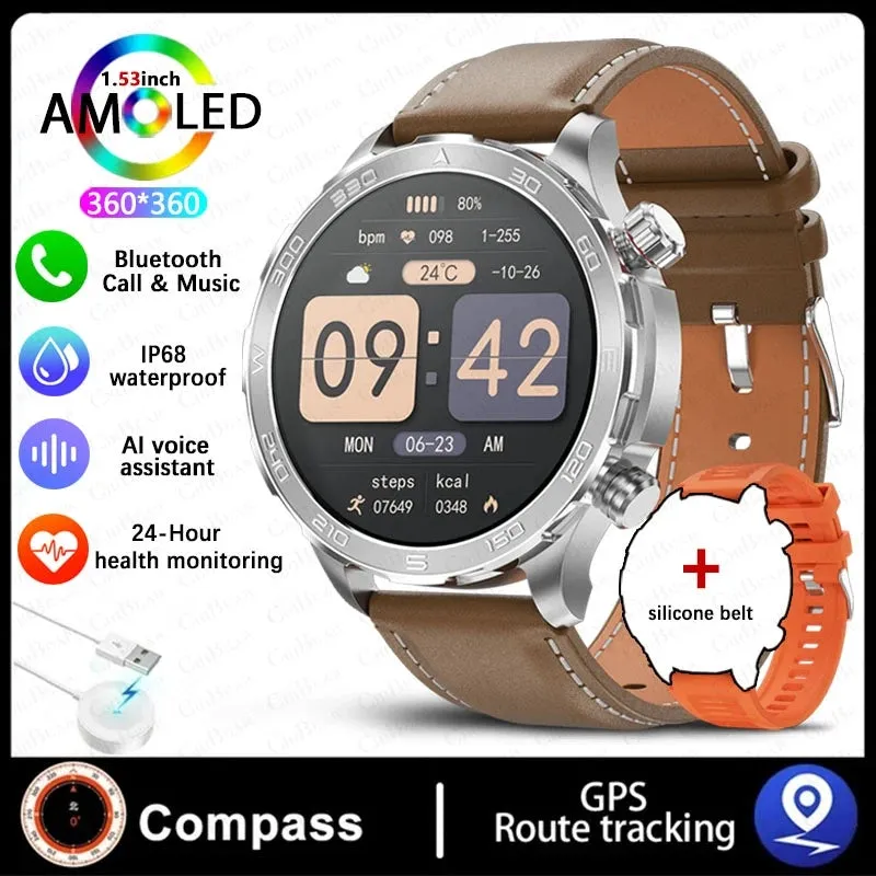 2024 New For Huawei Xiaomi GPS Sports Smartwatch Men NFC Compass Fitness Tracker IP68 Waterproof Bluetooth Call Smartwatch Man