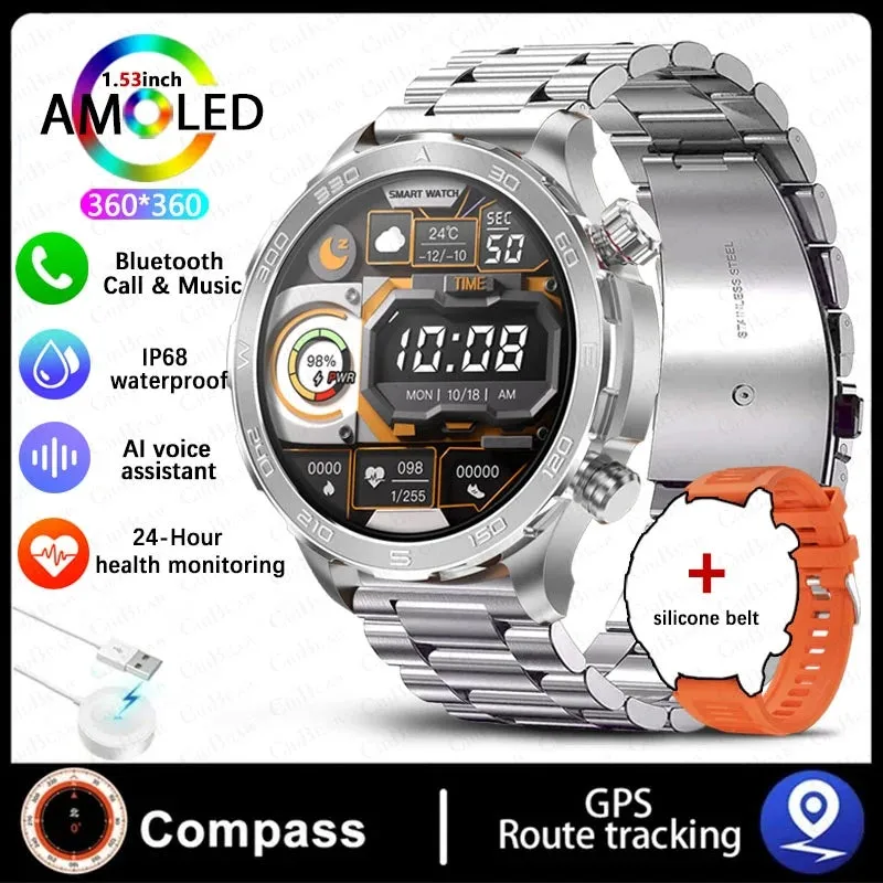2024 New For Huawei Xiaomi GPS Sports Smartwatch Men NFC Compass Fitness Tracker IP68 Waterproof Bluetooth Call Smartwatch Man