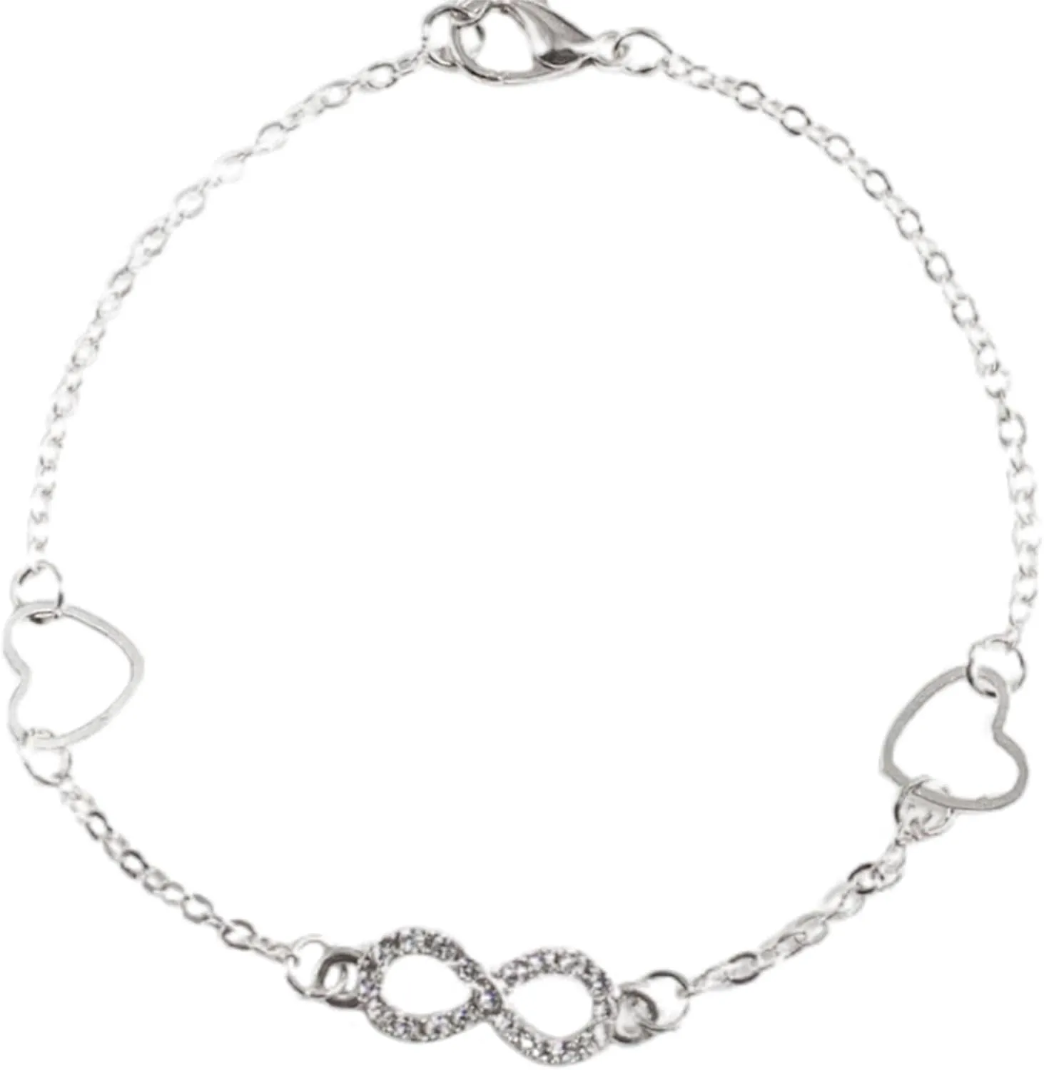 Boho Dainty Double Heart Anklet Adjustable Alloy Jewelry Bracelet Gift for Women Men Couples Beach Party Street