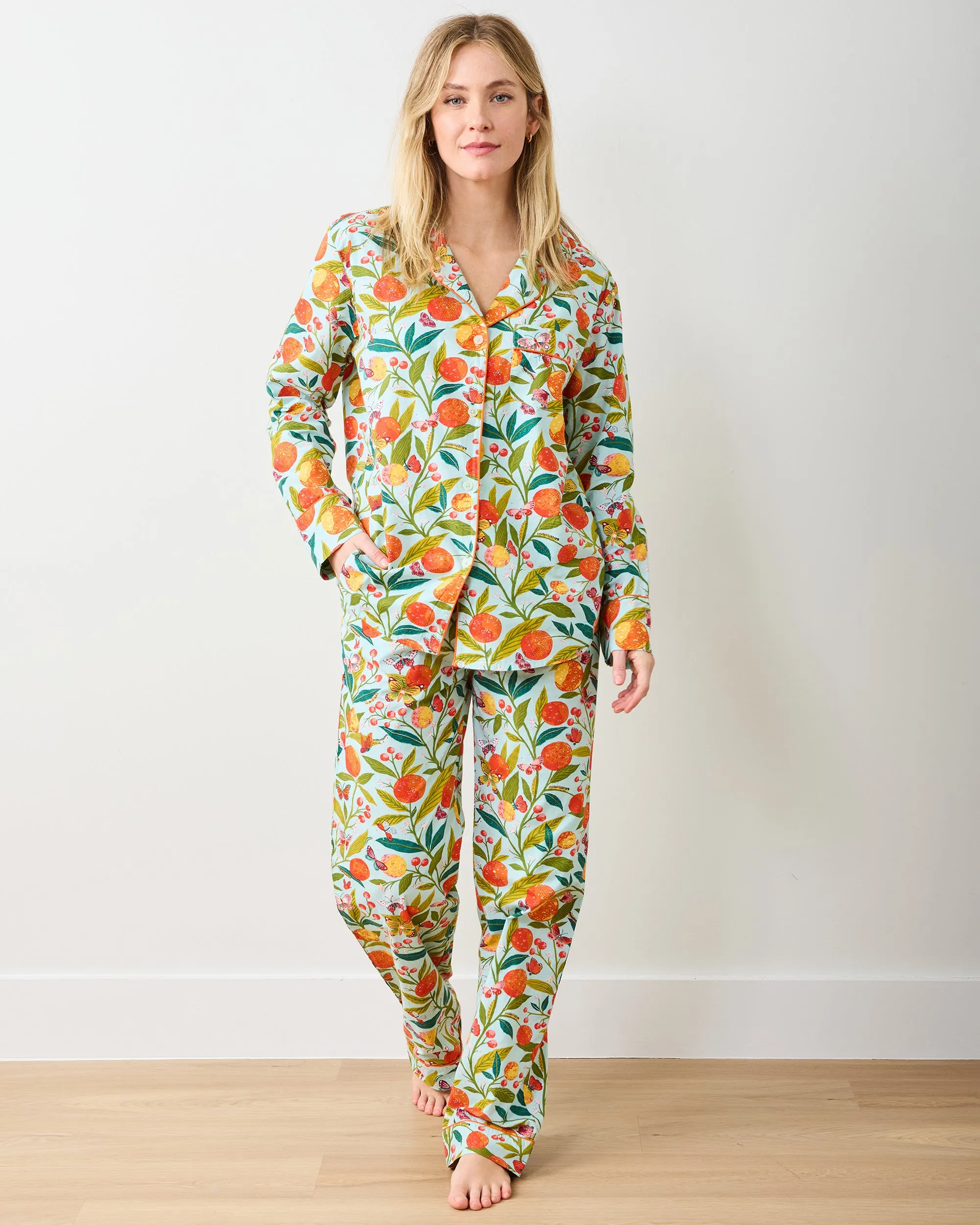 Butterfly Grove - Petite Long PJ Set - Soft Blue