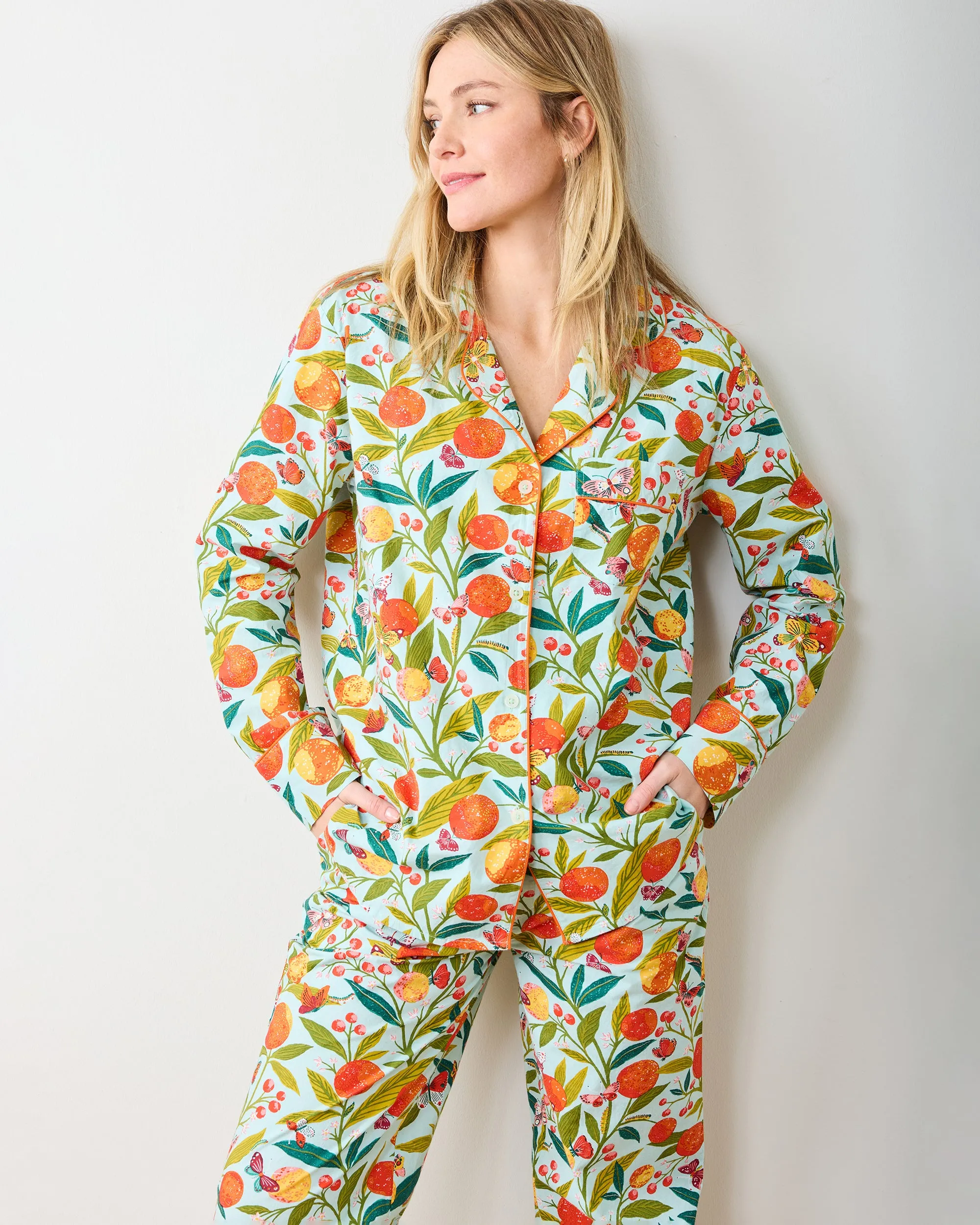 Butterfly Grove - Petite Long PJ Set - Soft Blue