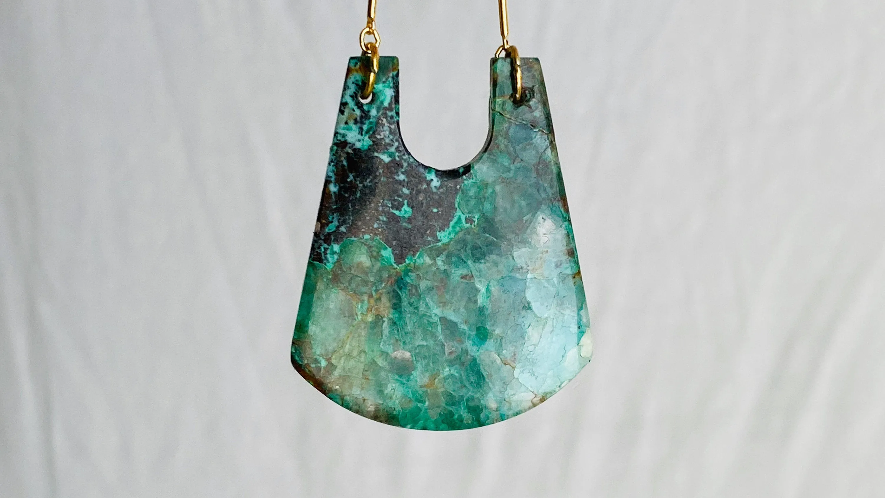 Chrysocolla Pendant & Gold Plated Chain Necklace.