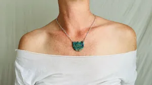 Chrysocolla Pendant & Silver Chain Necklace. 2512