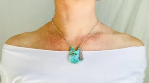 Chrysocolla Pendant & Silver Chain Necklace.