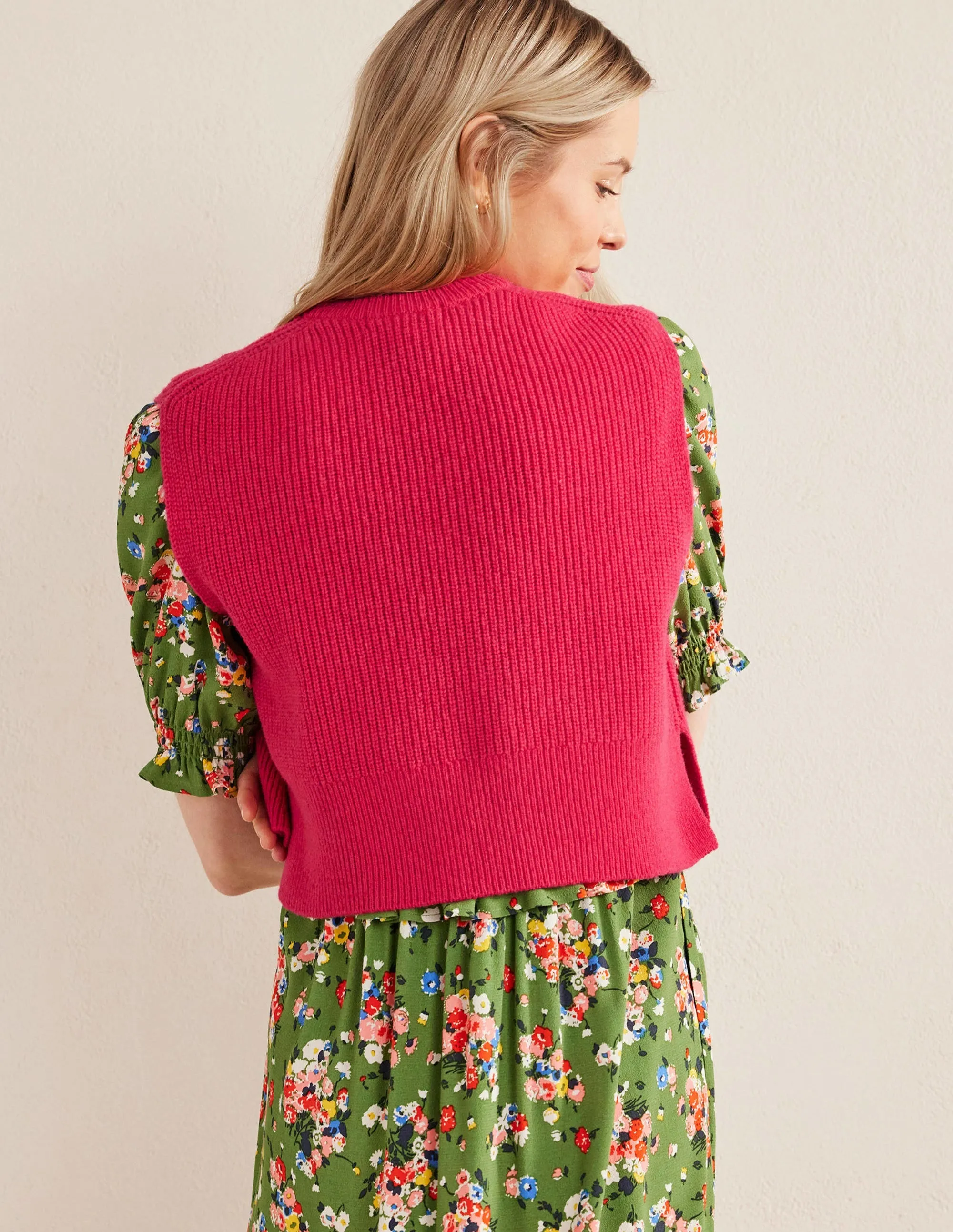 Cropped Ribbed Tank-Virtual Pink