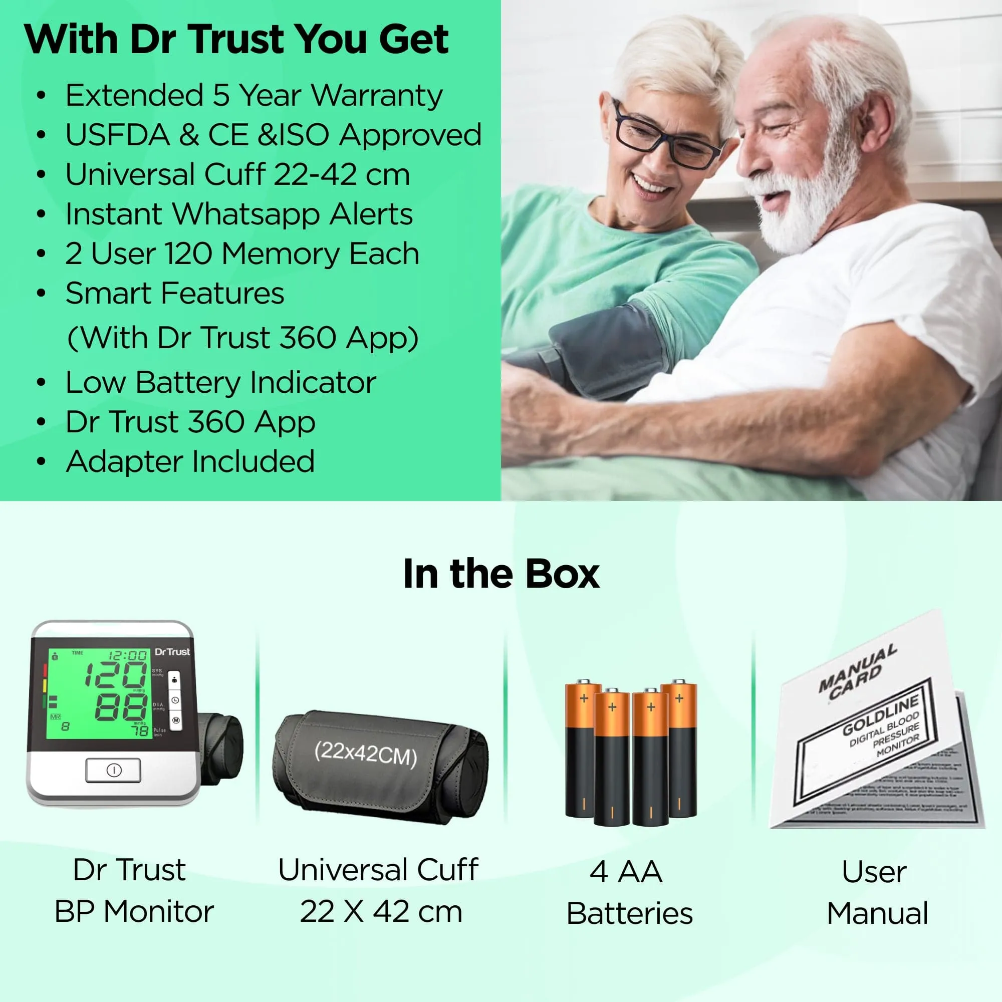 Dr Trust USA Goldline BP Monitor Blood Pressure Machine for BP Testing 103
