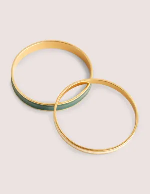 Enamel Bangle Set-Hunter Green/ Ivory