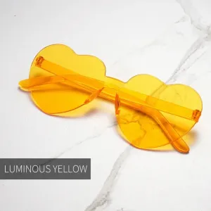 Heart Oversize Rimless Plastic Sunglasses