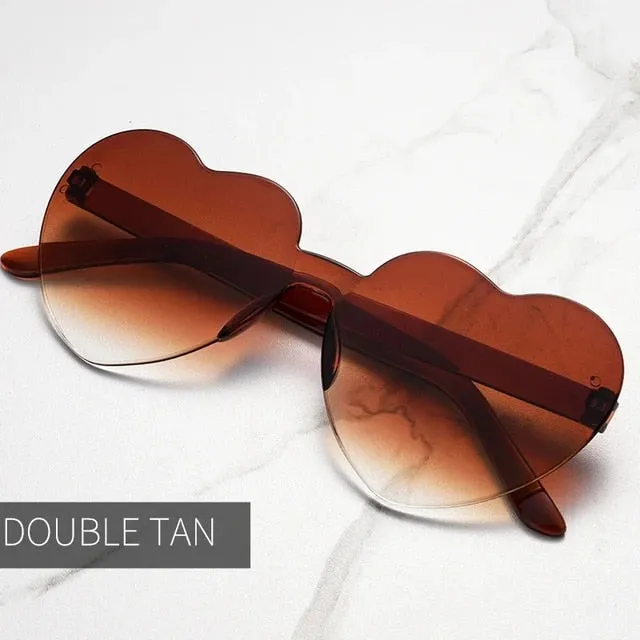 Heart Oversize Rimless Plastic Sunglasses
