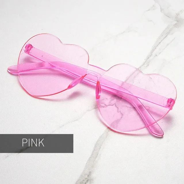 Heart Oversize Rimless Plastic Sunglasses