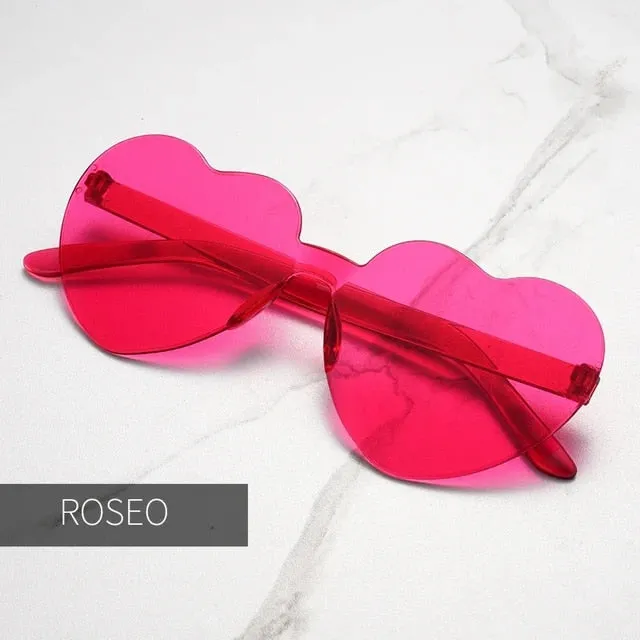 Heart Oversize Rimless Plastic Sunglasses