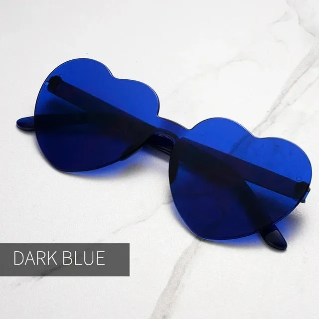 Heart Oversize Rimless Plastic Sunglasses