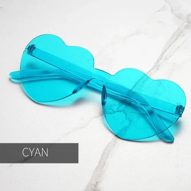 Heart Oversize Rimless Plastic Sunglasses