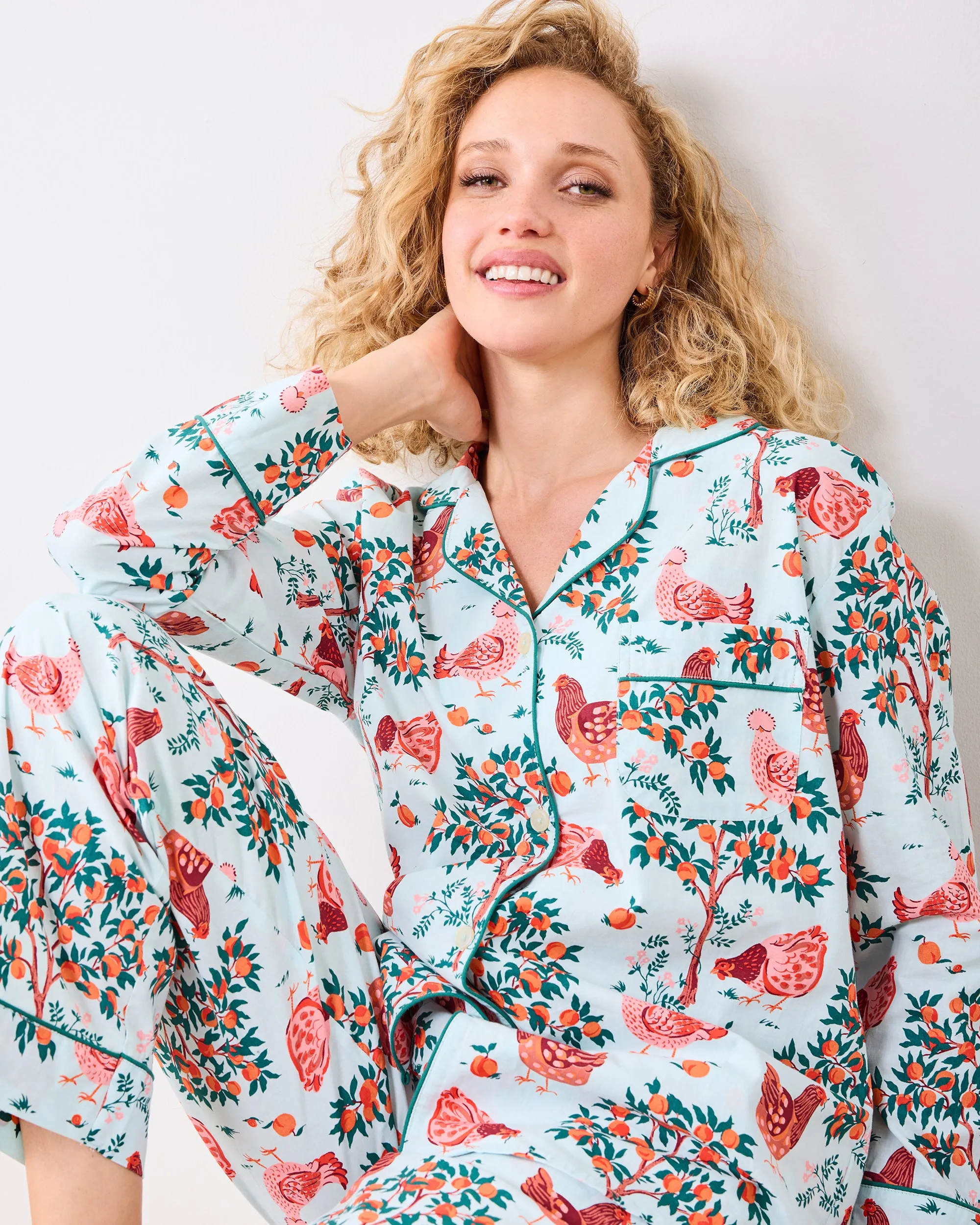 Hen House - Petite Long PJ Set - Soft Blue