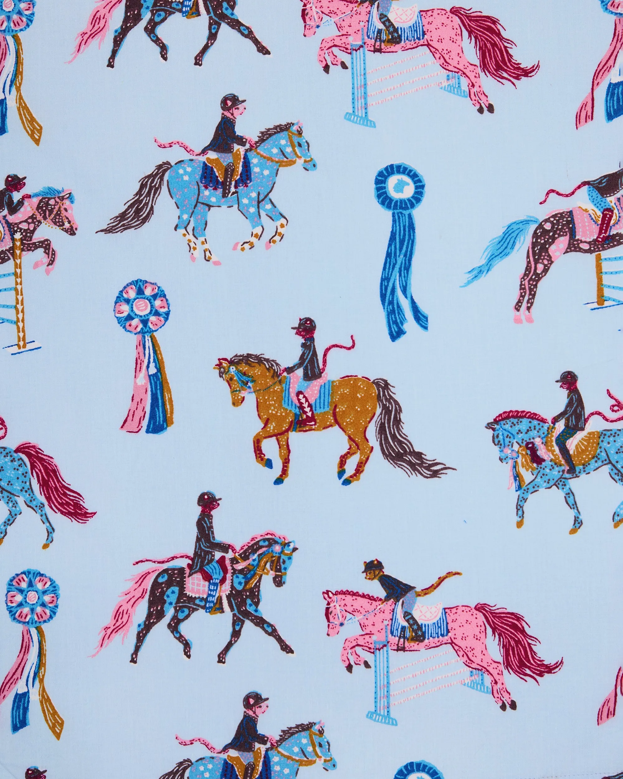Horse Show - Petite Long PJ Set - Blue Ribbon