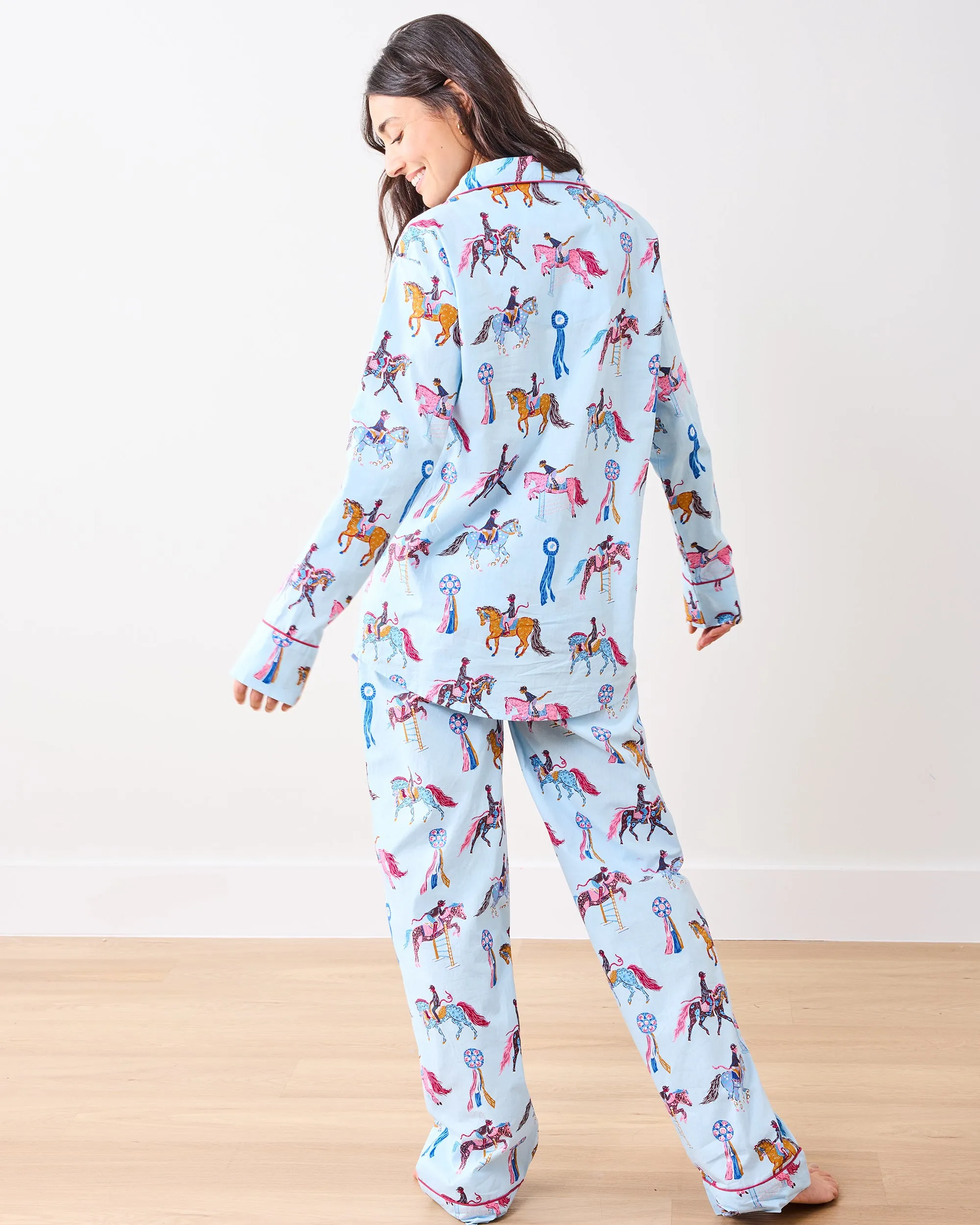 Horse Show - Petite Long PJ Set - Blue Ribbon