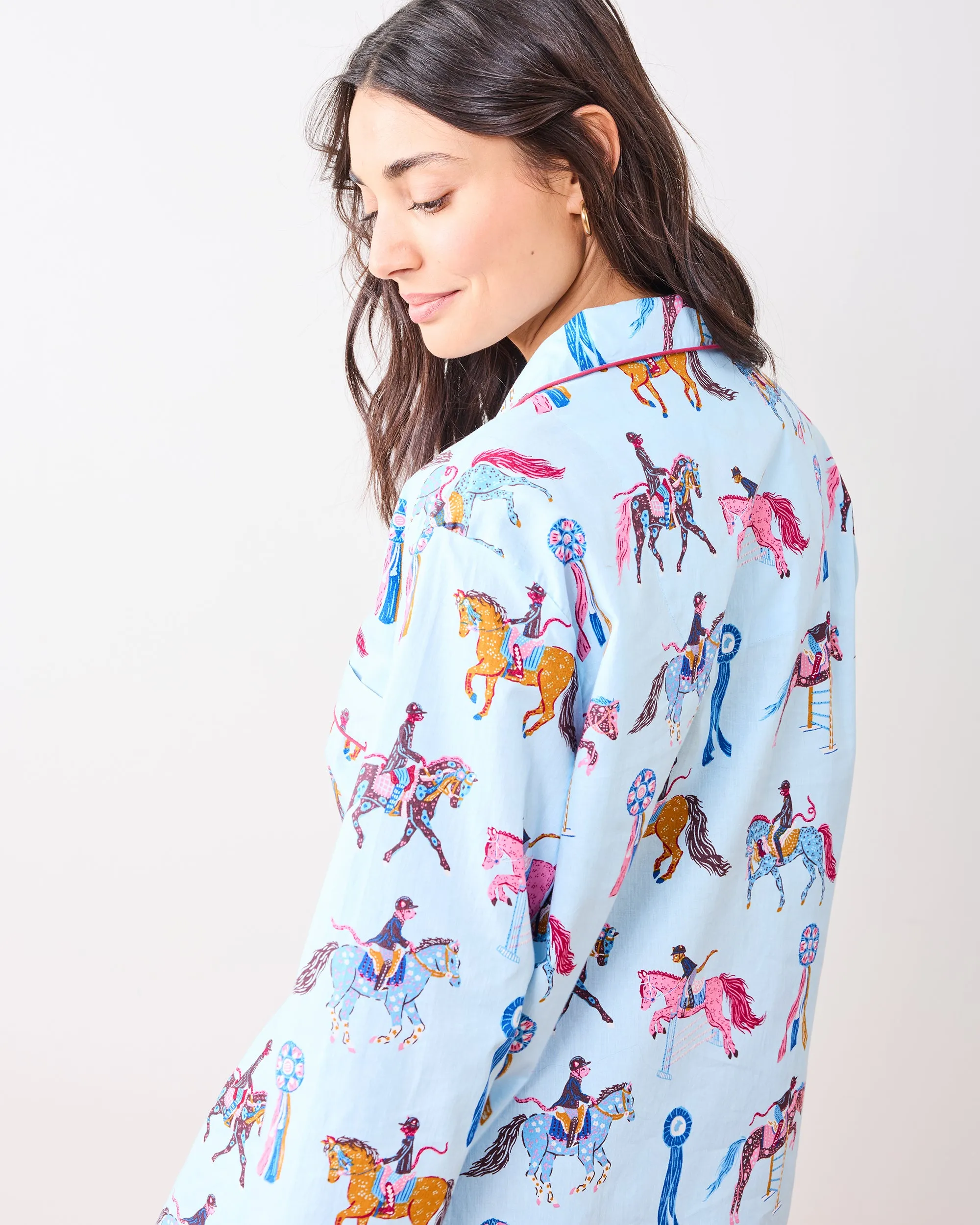 Horse Show - Petite Long PJ Set - Blue Ribbon