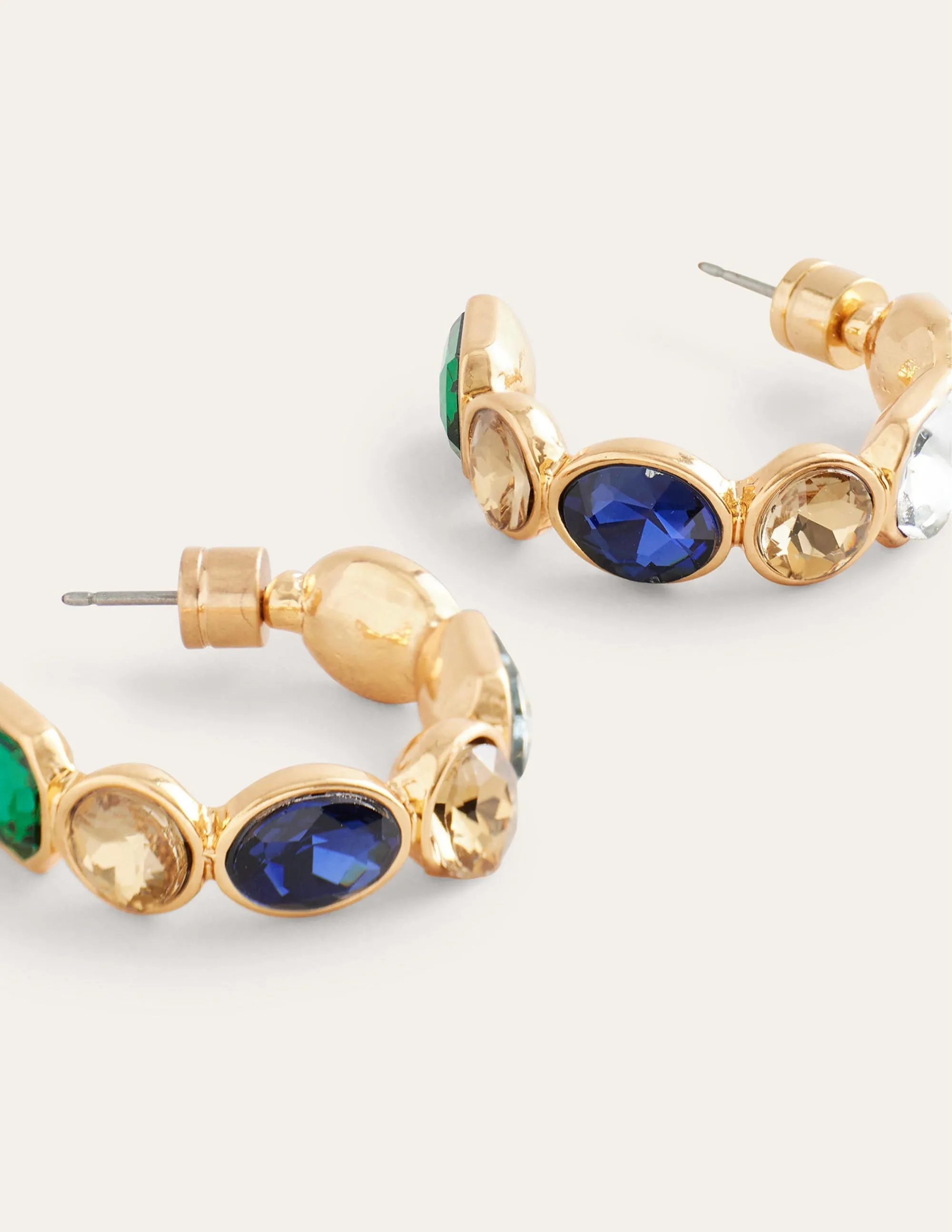 Jewelled Hoop Earrings-Blue Multi