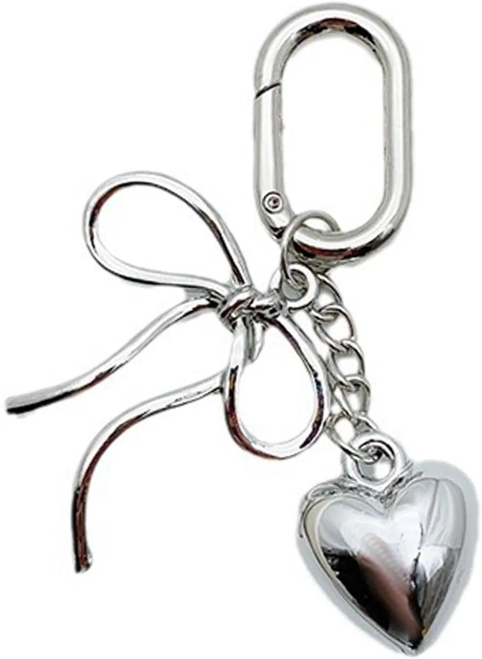 Keychain, Fashion Heart Bowknot Charm Pendant Multifuntional Keychain Accessory Alloy Texture Perfect for Phone Case and Bag