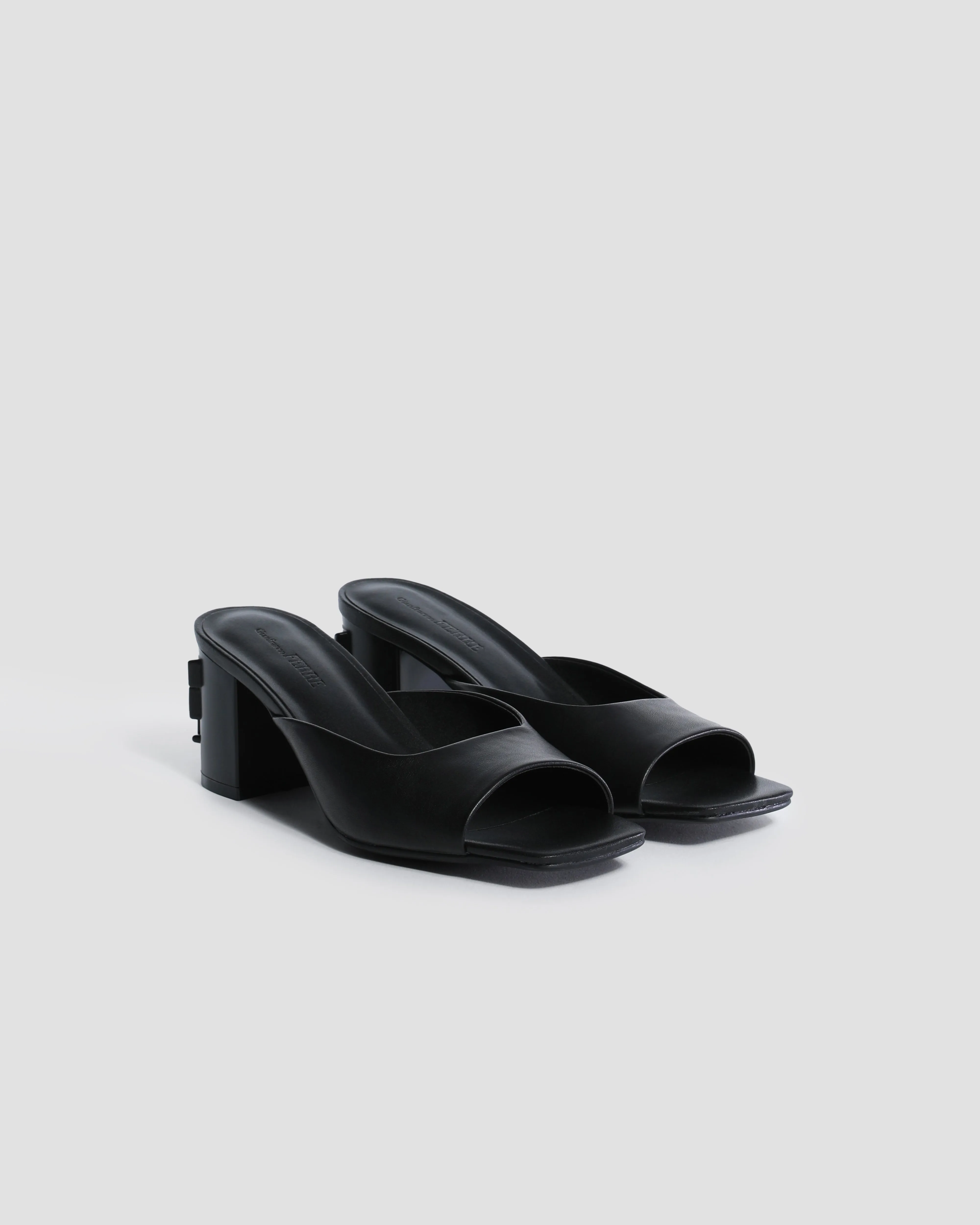 Monogram Embossed Block Heels