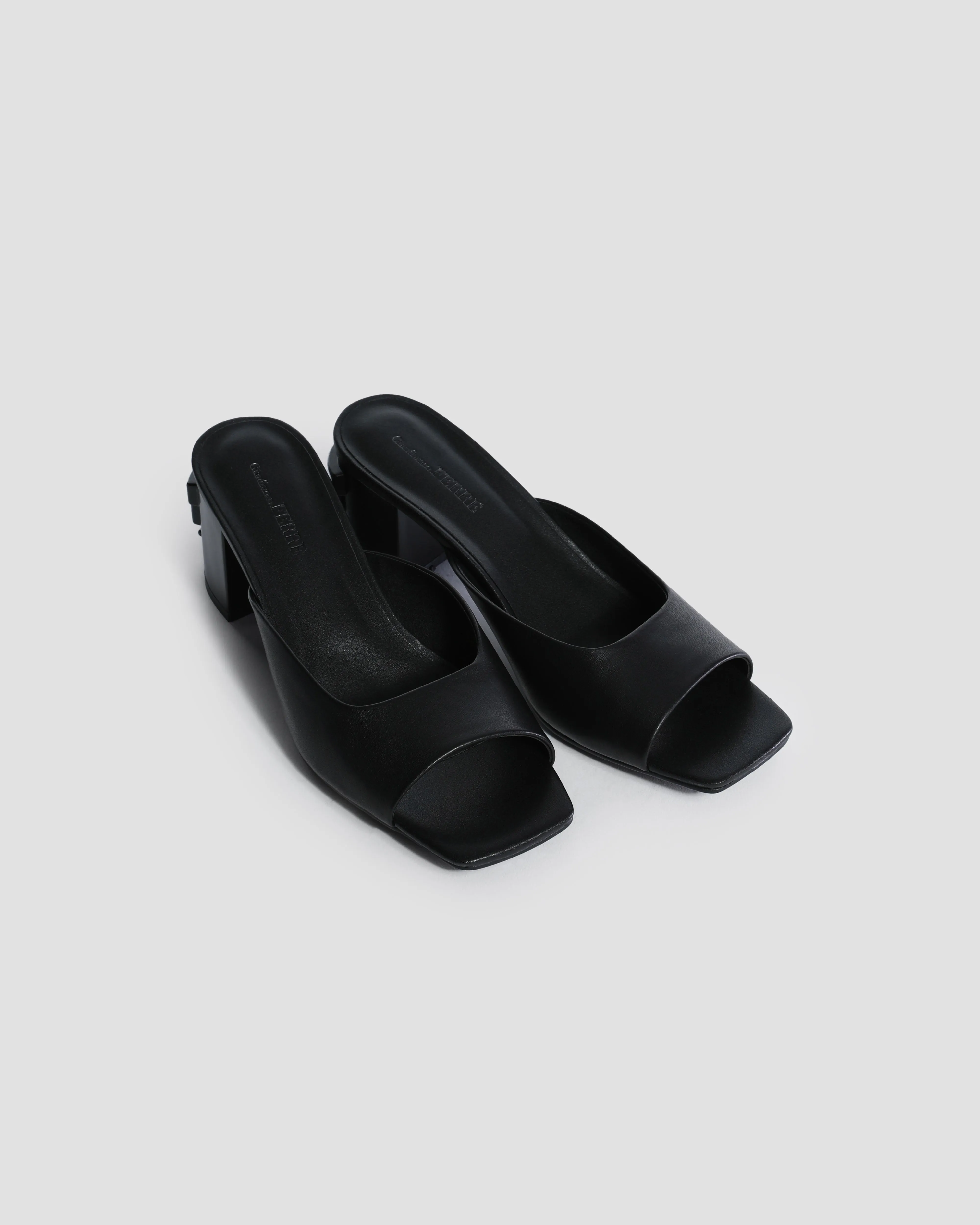 Monogram Embossed Block Heels