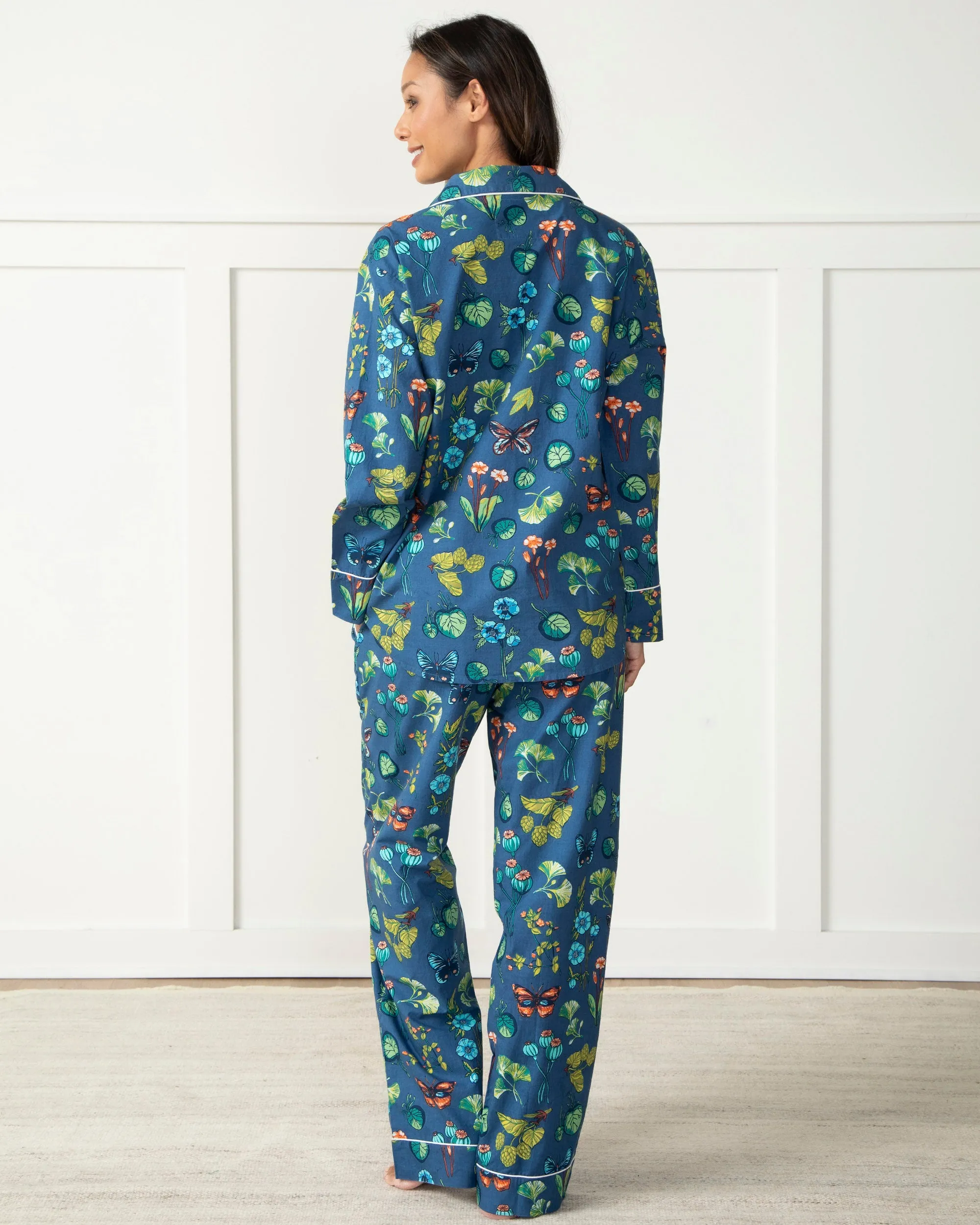 PF x J.McLaughlin Mini Greenhouse - Long Sleep Set - Navy