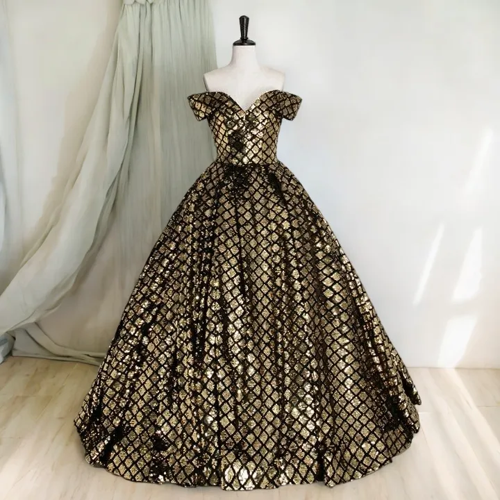 Sabrina Plus Size Gold Mermaid Scales Gown