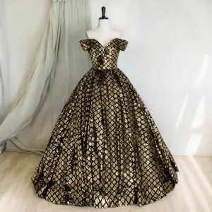 Sabrina Plus Size Gold Mermaid Scales Gown