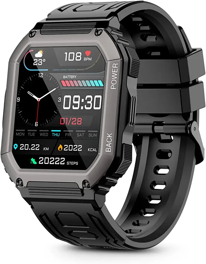 ZYCZWL Military Smart Watches for Men with Bluetooth Call(Answer/Dial Calls) Tactical Outdoor Sports Smartwatch for Android and iPhone 5ATM Waterproof Watch Big Screen Fitness Tracker
